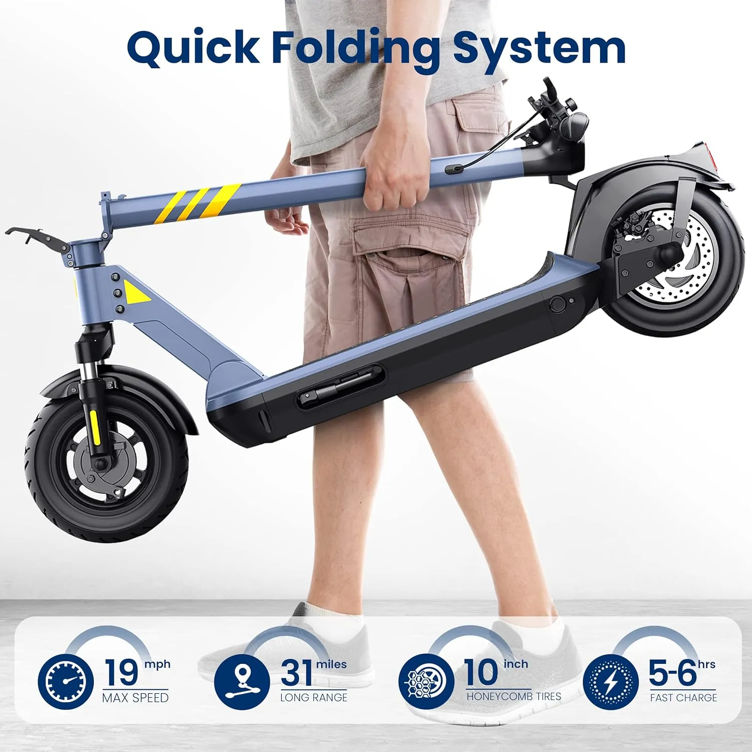Electric Scooter, 350W/500W Motor, Max 30 Miles Range, 16/18 Mph Top Speed, 8.5''/10'' Tires, Dual Braking, Kick Scooter, 2 Wheels and Height Handlebars