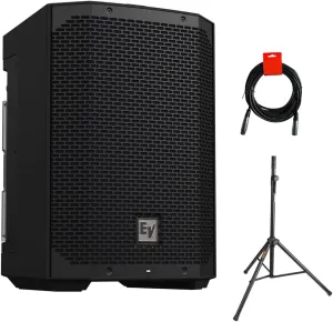 Electro-Voice EVERSE 8 8" 2-Way Battery Powered Loudspeaker with Bluetooth (Black) Bundle with Auray Steel Speaker Stand and XLR-XLR Cable