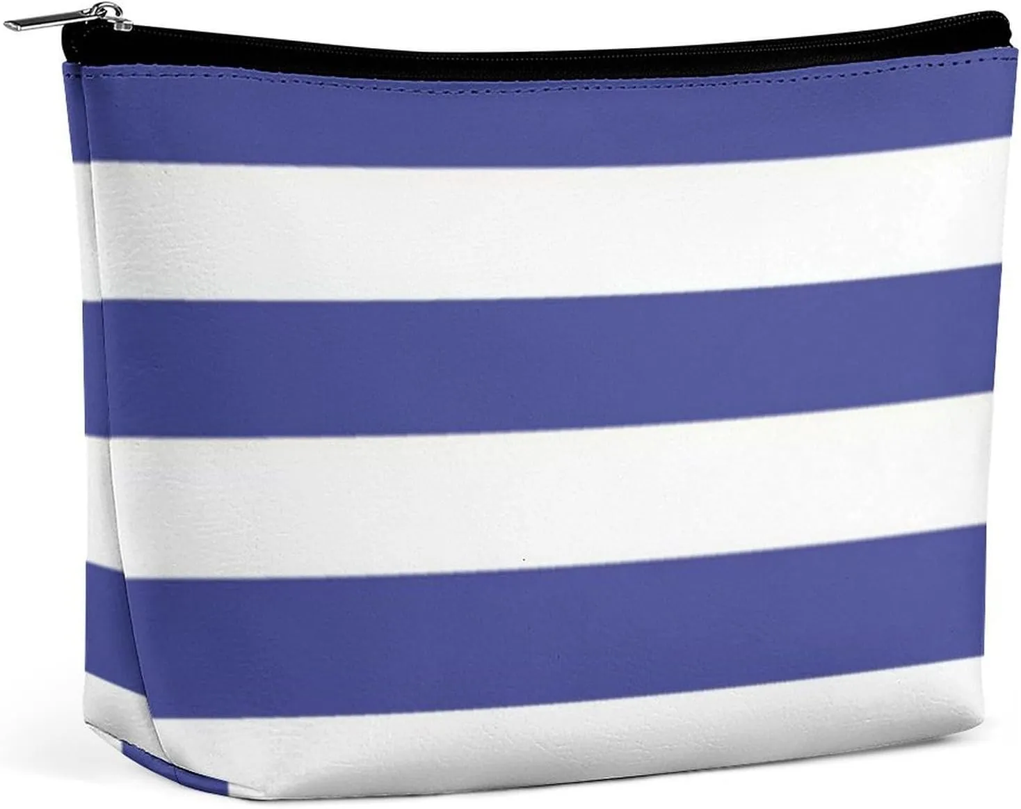 Elegant Makeup Bag, Blue and White Stripes Pattern Cosmetic Bag Large Capacity Pouch Portable Organizer for Men & Women