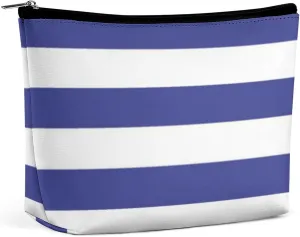 Elegant Makeup Bag, Blue and White Stripes Pattern Cosmetic Bag Large Capacity Pouch Portable Organizer for Men & Women