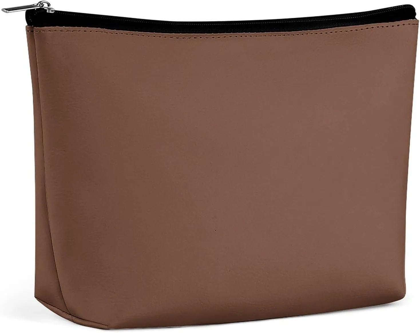 Elegant Makeup Bag, Brown Solid Color Classic Elegant Cosmetic Bag Large Capacity Pouch Portable Organizer for Men & Women