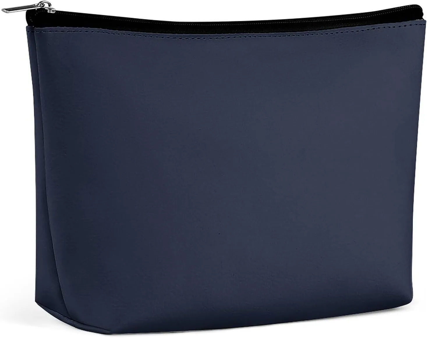 Elegant Makeup Bag, Trendy Dark Blue Solid Color Cosmetic Bag Large Capacity Pouch Portable Organizer for Men & Women