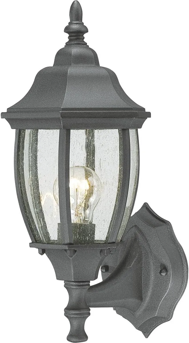 Elk Home Covington Outdoor Light-Wall Lantern, Matte Black & Glass, 6.5" W x 7.75" D x 14.25" H, Porch, Patio Light
