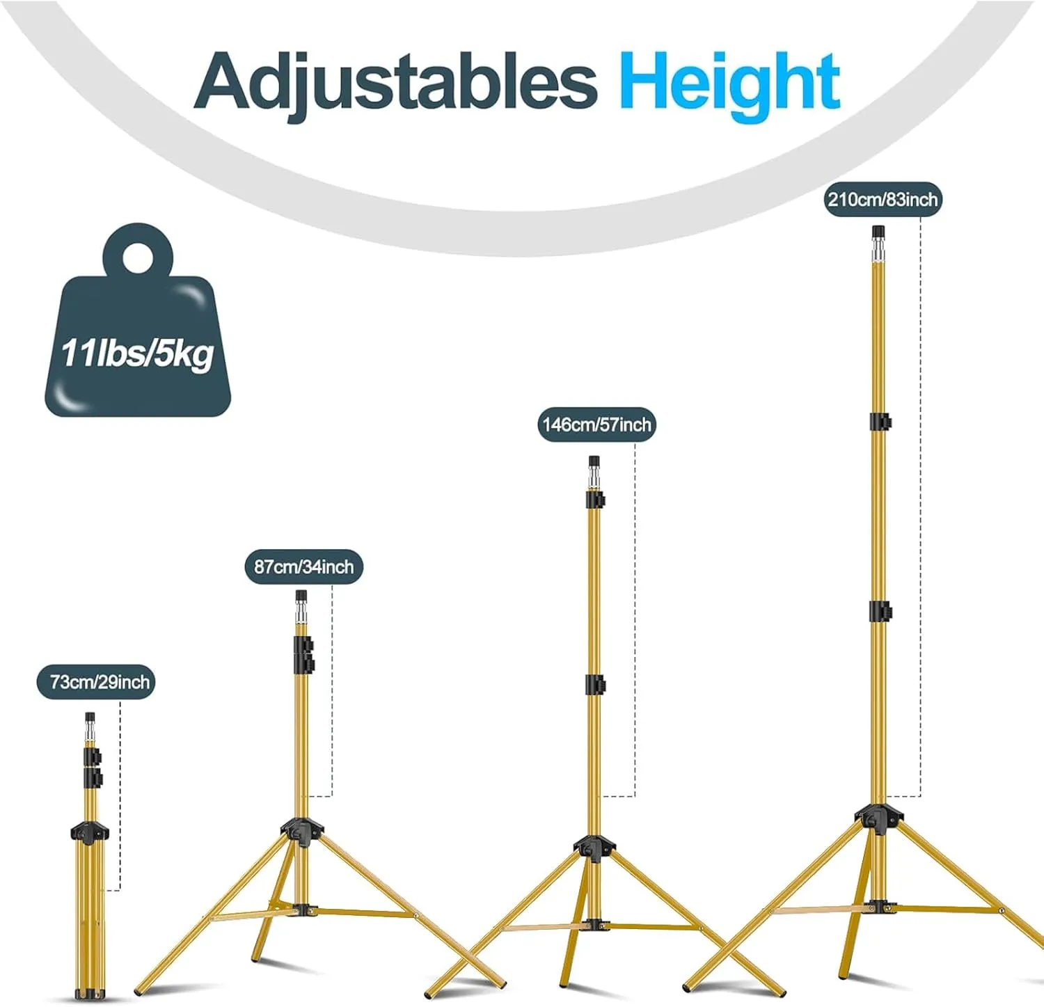 EMART 7 Ft Light Stand for Photography, Portable Photo Video Tripod Stand, 2 Pack Lighting Stand with Carry Case for Speedlight, Flash, Softbox,Strobe Light, Camera, Photographic Portrait -Gold