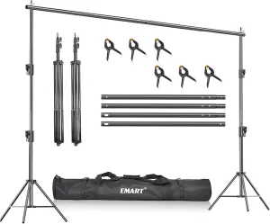 EMART Heavy Duty Backdrop Stand, 7 x 10ft Adjustable Background Support System Kit with Carry Bag for Photography