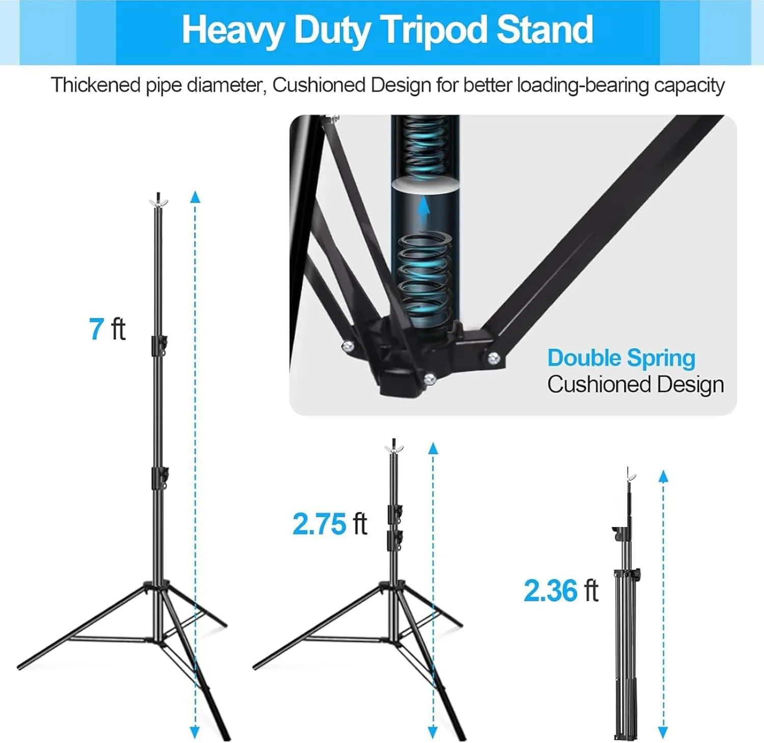 EMART Heavy Duty Backdrop Stand, 7 x 10ft Adjustable Background Support System Kit with Carry Bag for Photography