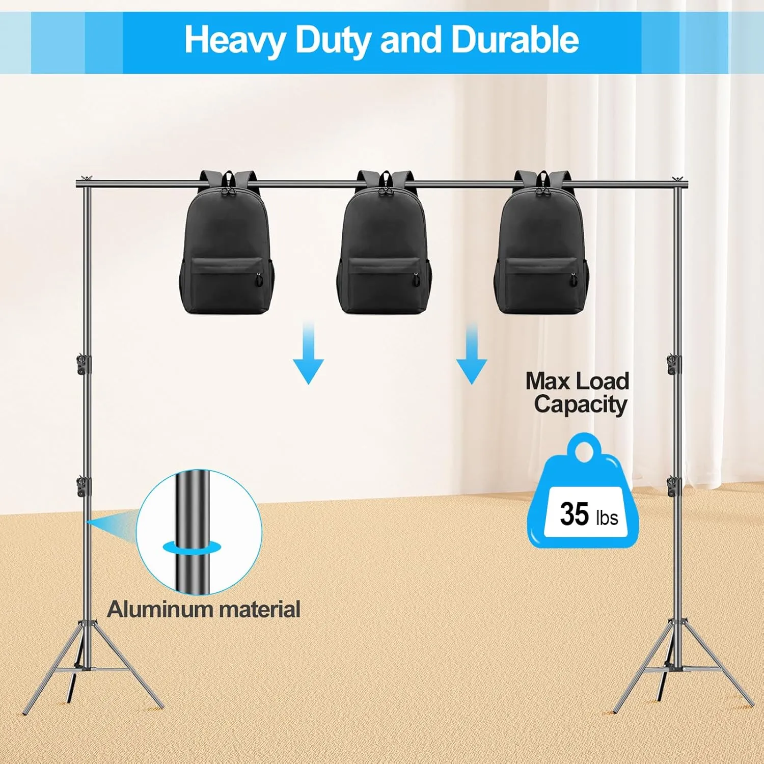 EMART Heavy Duty Backdrop Stand, 7 x 10ft Adjustable Background Support System Kit with Carry Bag for Photography