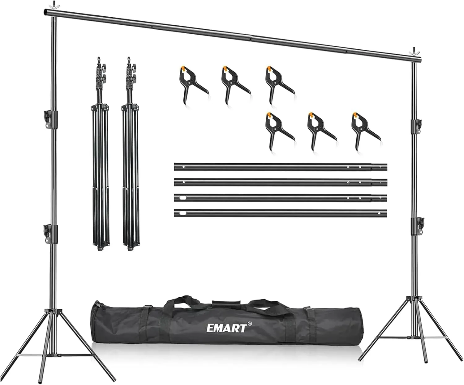 EMART Heavy Duty Backdrop Stand, 7 x 10ft Adjustable Background Support System Kit with Carry Bag for Photography