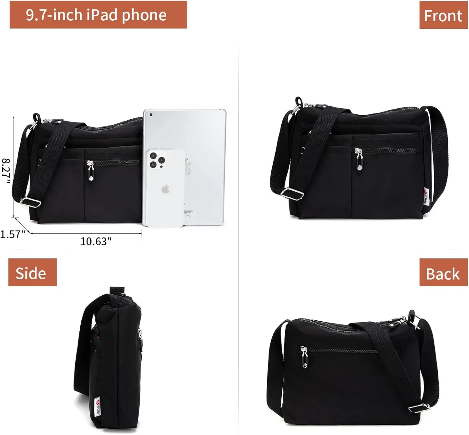 ETidy Crossbody Bag For Women Waterproof Lightweight Casual Shoulder Handbag Purse