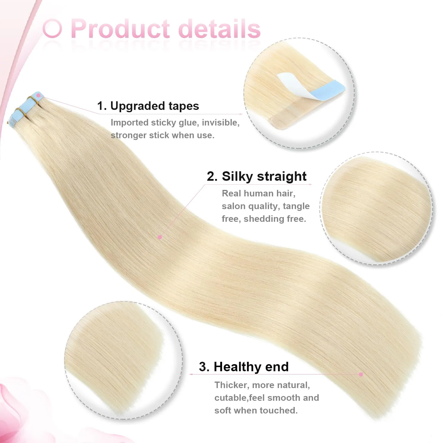 Evala tape in hair extensions human hair blonde tape in extensions 60 Platinum Blonde remy hair extensions tape in 20pcs 40g real human hair extensions seamless straight natural hair 14 inch