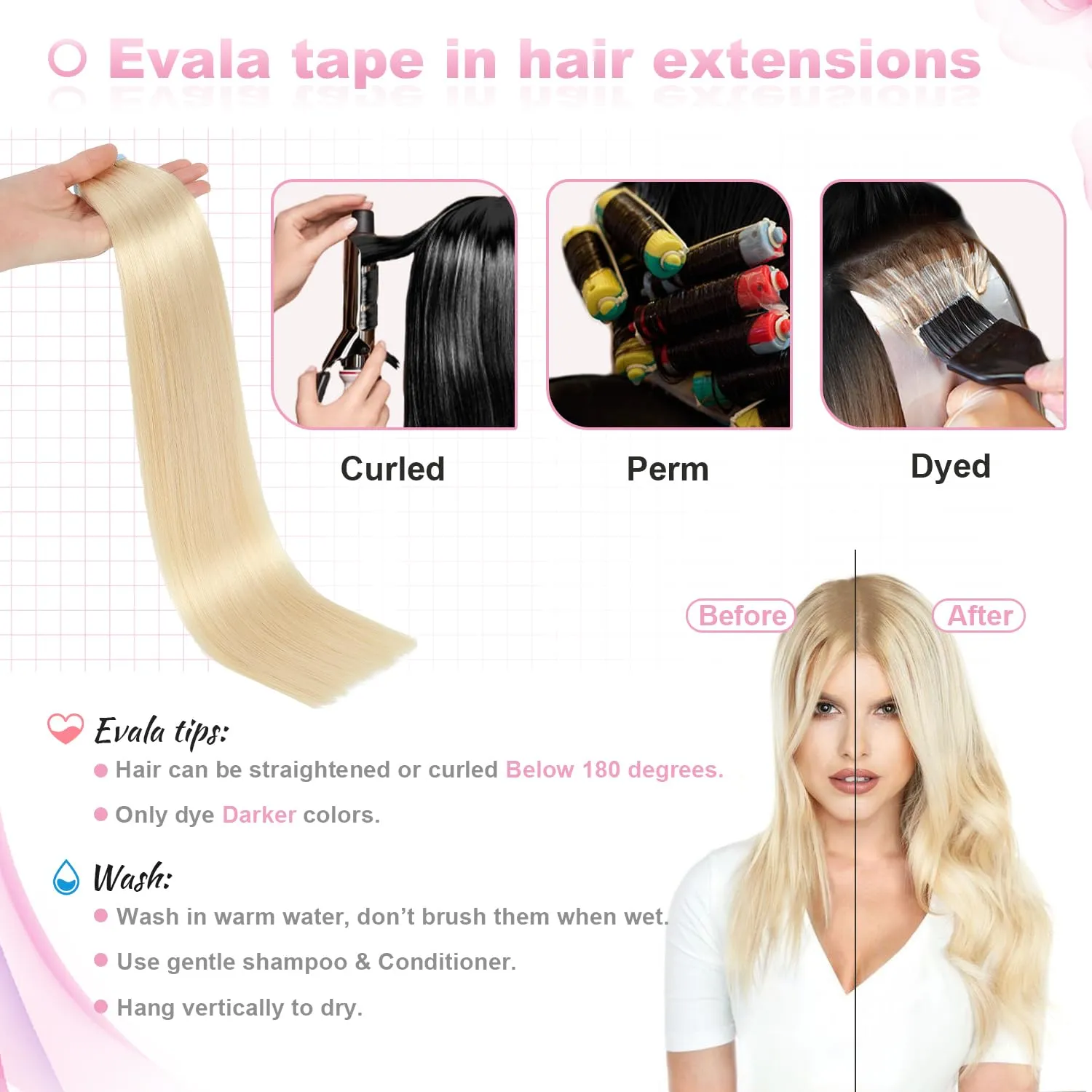Evala tape in hair extensions human hair blonde tape in extensions 60 Platinum Blonde remy hair extensions tape in 20pcs 40g real human hair extensions seamless straight natural hair 14 inch