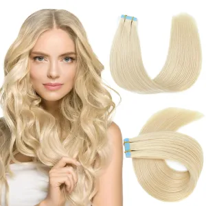 Evala tape in hair extensions human hair blonde tape in extensions 60 Platinum Blonde remy hair extensions tape in 20pcs 40g real human hair extensions seamless straight natural hair 14 inch