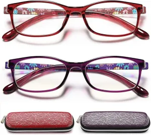 EYEURL Blue Light Blocking Glasses for Womens - 2 Pairs Lightweight Computer Eyeglass Anti-blue Glare Blue Screen Quality Glasses