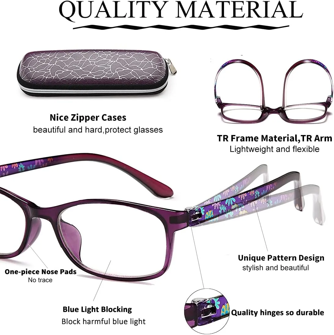 EYEURL Blue Light Blocking Glasses for Womens - 2 Pairs Lightweight Computer Eyeglass Anti-blue Glare Blue Screen Quality Glasses