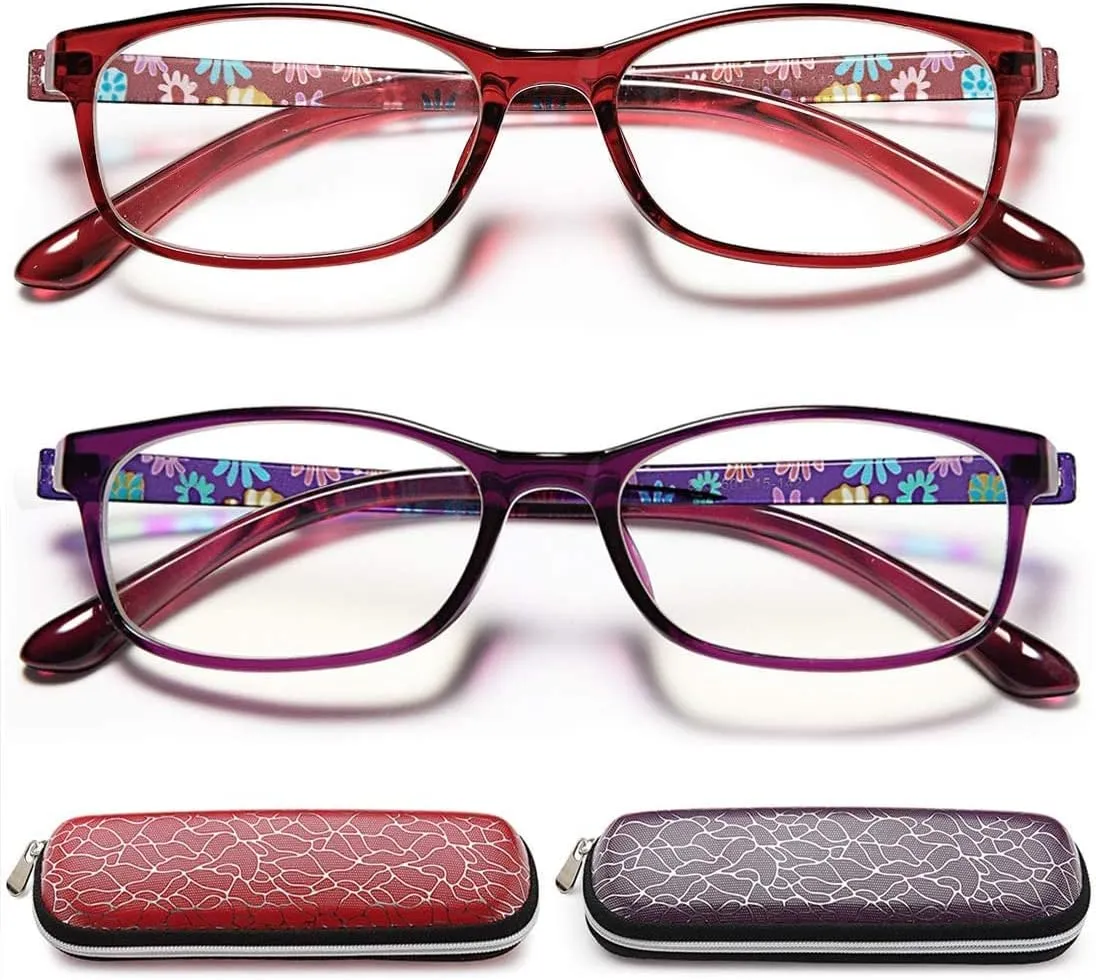 EYEURL Blue Light Blocking Glasses for Womens - 2 Pairs Lightweight Computer Eyeglass Anti-blue Glare Blue Screen Quality Glasses
