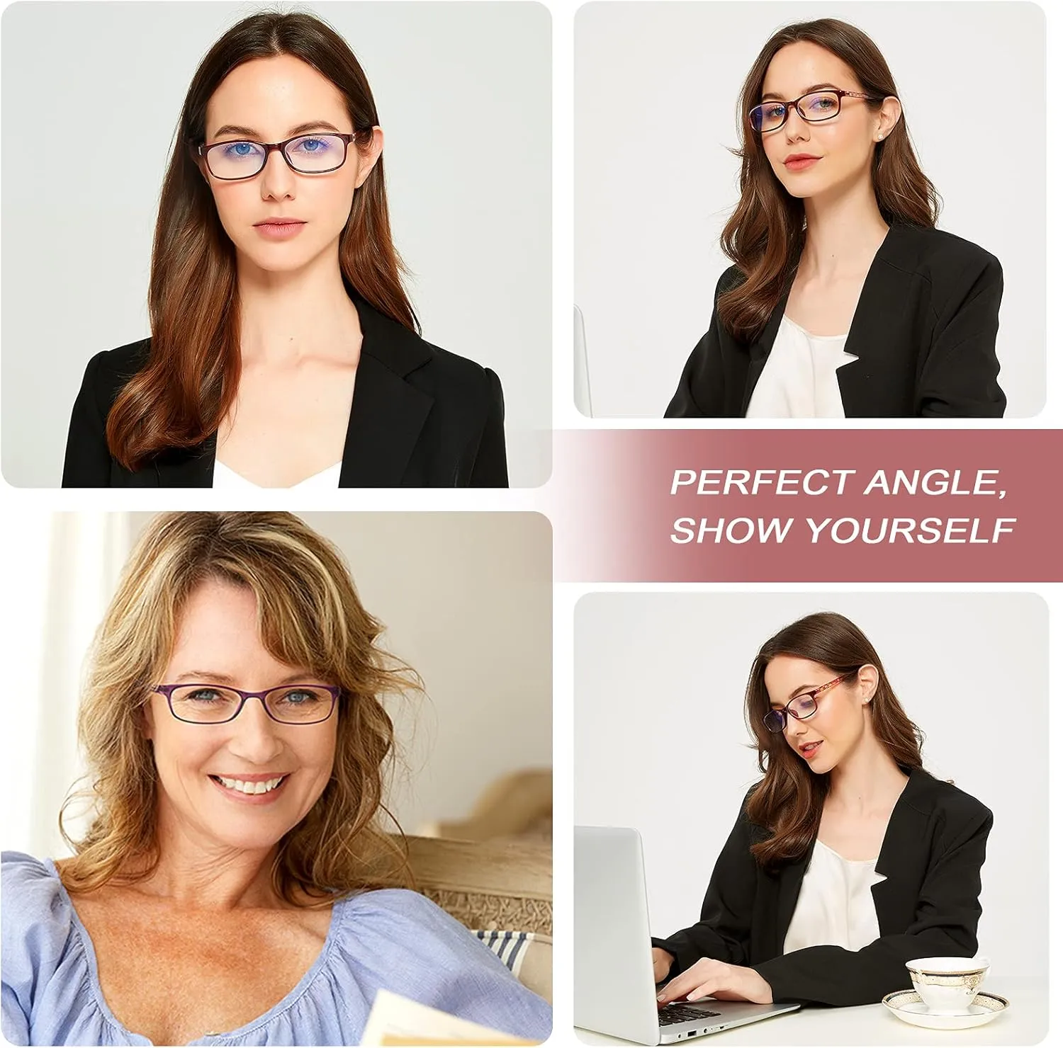 EYEURL Blue Light Blocking Glasses for Womens - 2 Pairs Lightweight Computer Eyeglass Anti-blue Glare Blue Screen Quality Glasses