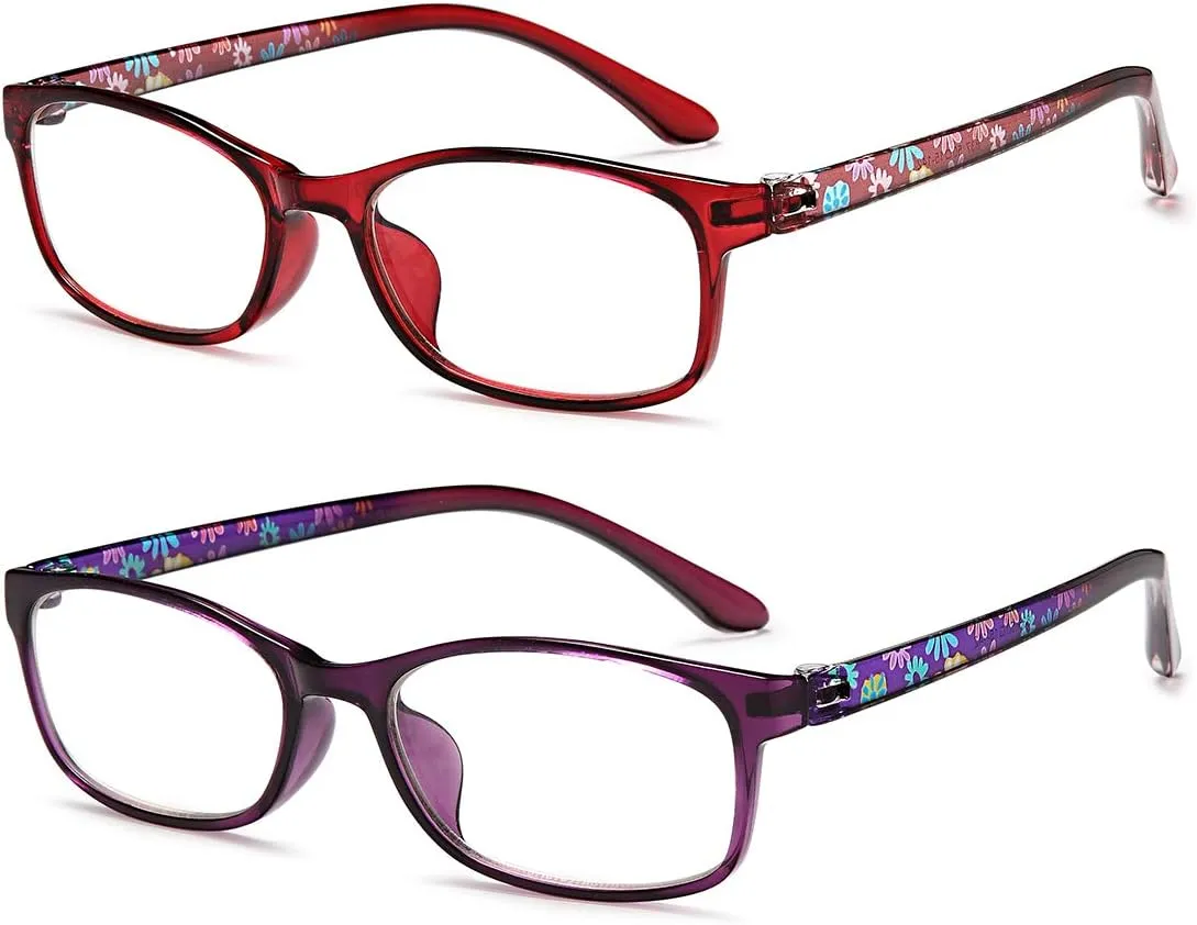 EYEURL Blue Light Blocking Glasses for Womens - 2 Pairs Lightweight Computer Eyeglass Anti-blue Glare Blue Screen Quality Glasses
