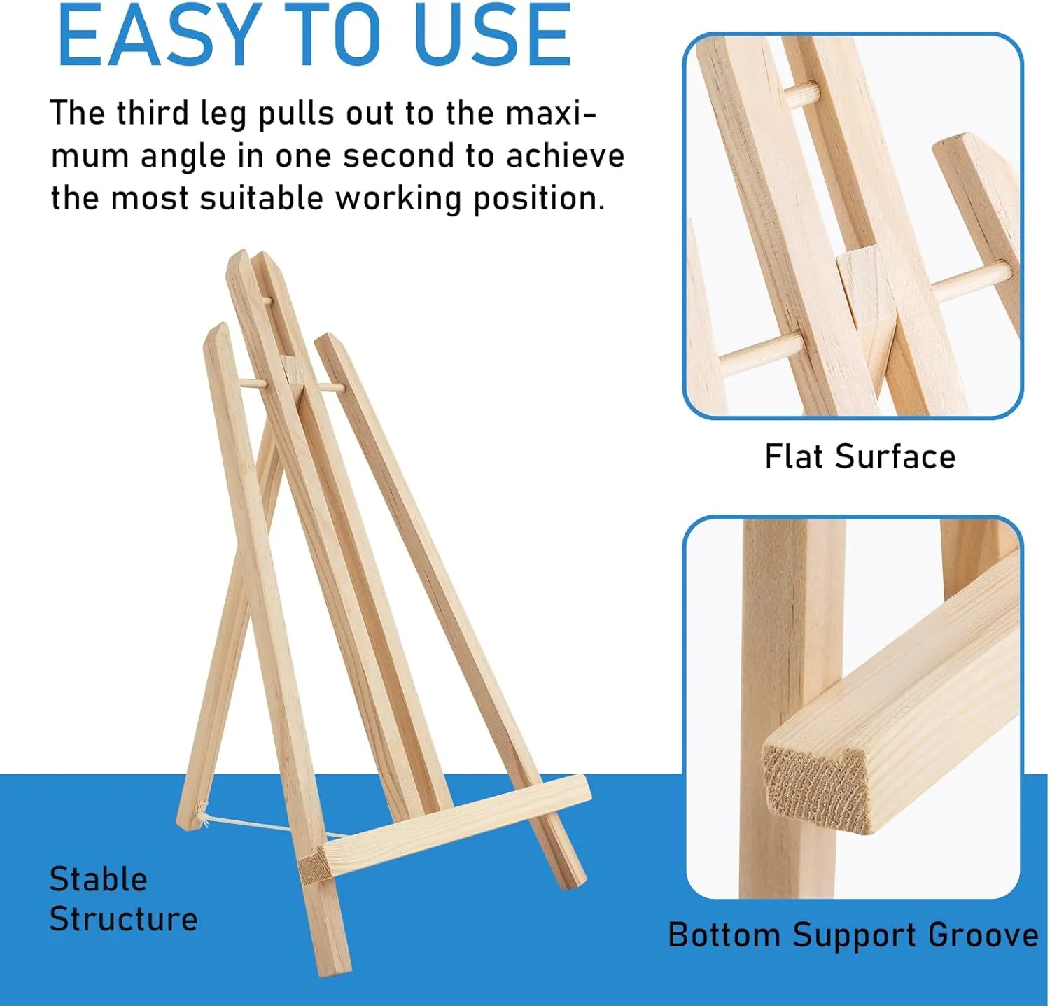 Falling in Art 16 Inch Wood Easel Stand, Tabletop Display Stand A-Frame Artist Easel for Painting Canvas, Portable Photo, Picture and Sign Holder (4 Pack)