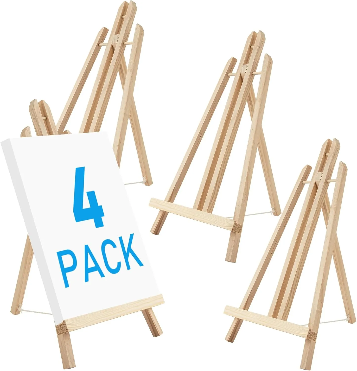 Falling in Art 16 Inch Wood Easel Stand, Tabletop Display Stand A-Frame Artist Easel for Painting Canvas, Portable Photo, Picture and Sign Holder (4 Pack)