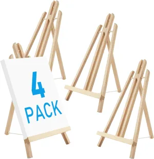 Falling in Art 16 Inch Wood Easel Stand, Tabletop Display Stand A-Frame Artist Easel for Painting Canvas, Portable Photo, Picture and Sign Holder (4 Pack)