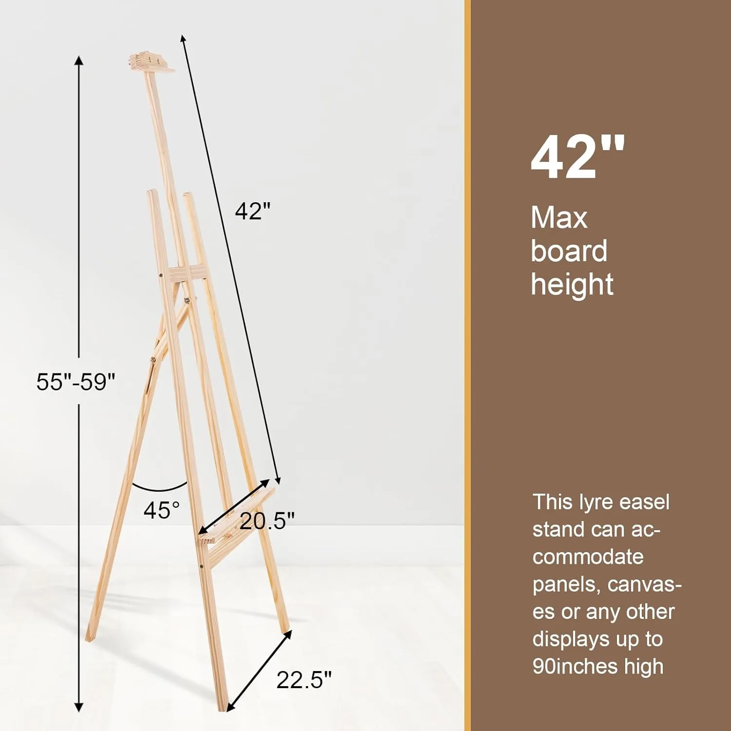 Falling in Art Easel Stand for Painting, Adjustable Wooden Easels for Painting Canvas Up to 42", Folding Art Easel for Drawing, Wedding Sign and Poster, Suitable for Kids and Adults