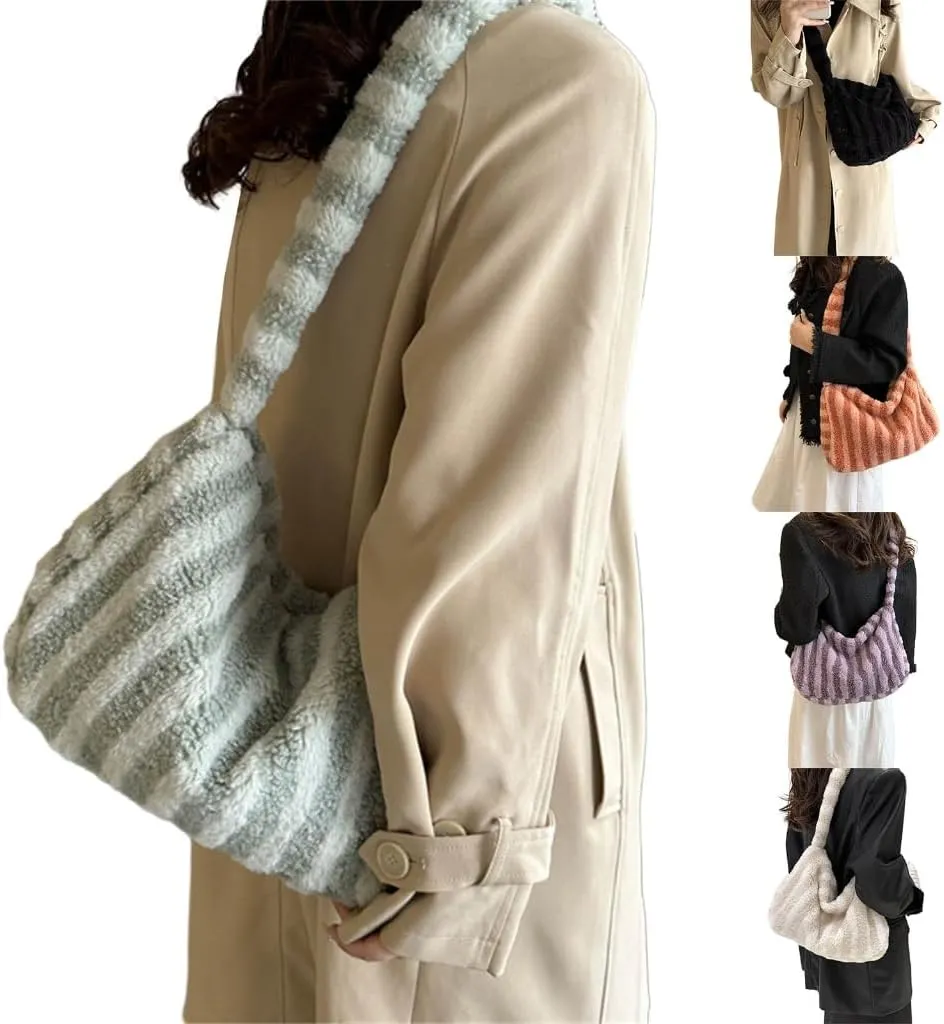 Fashionable Plush Shoulder Bag for Women and Girls Lightweight and Handbag