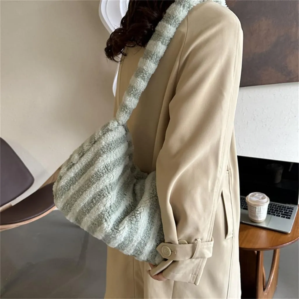 Fashionable Plush Shoulder Bag for Women and Girls Lightweight and Handbag