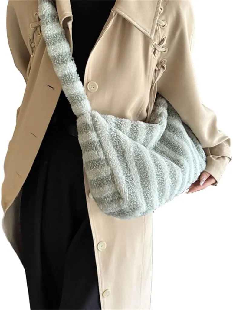 Fashionable Plush Shoulder Bag for Women and Girls Lightweight and Handbag
