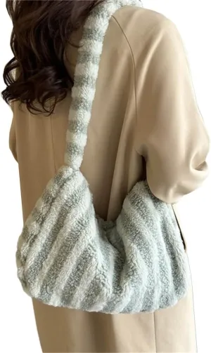 Fashionable Plush Shoulder Bag for Women and Girls Lightweight and Handbag