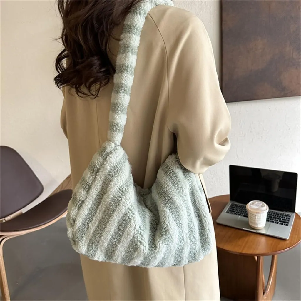 Fashionable Plush Shoulder Bag for Women and Girls Lightweight and Handbag