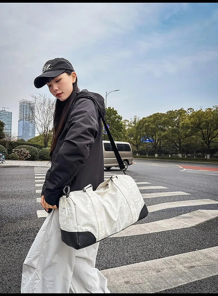 Fashionable travel bag, suitable for travel, vacation, fitness, sports, yoga, swimming and dancing, as a festival gift for both men and women (Grey)