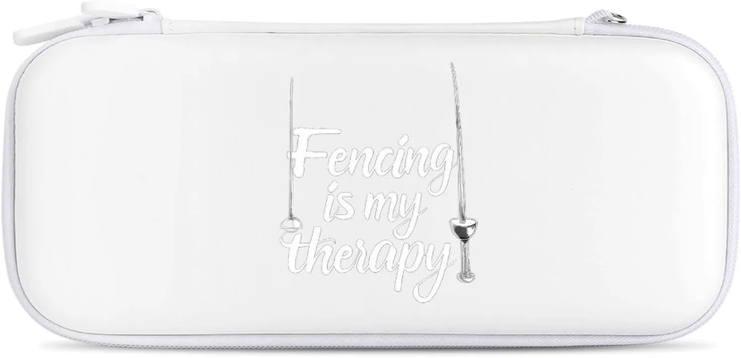 Fencing is My Therapy Hard Shell Travel Case with Rope 15 Game Card Pockets Compatible with Switch Protective