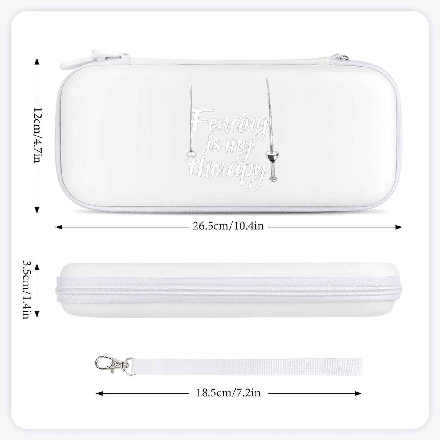 Fencing is My Therapy Hard Shell Travel Case with Rope 15 Game Card Pockets Compatible with Switch Protective