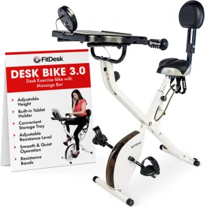 FitDesk Bike Desk 3.0 - Adjustable Height Standing Desk Exercise Bike, Built-in Tablet Holder, Lightweight Stationary Laptop Table for Home Office, Supports Up to 300 lbs, Ideal for Home Workouts