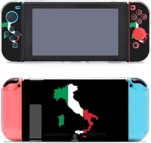 Flag Map of Italy Printed Protective Case Cover Compatible with Switch Game Console Controller with Holder Stand