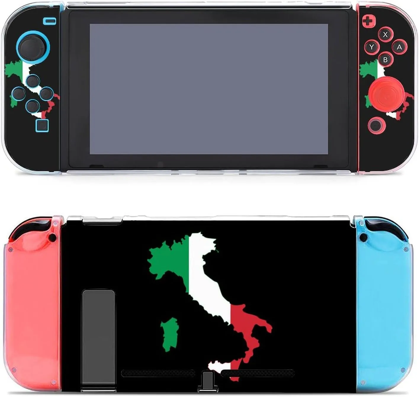 Flag Map of Italy Printed Protective Case Cover Compatible with Switch Game Console Controller with Holder Stand