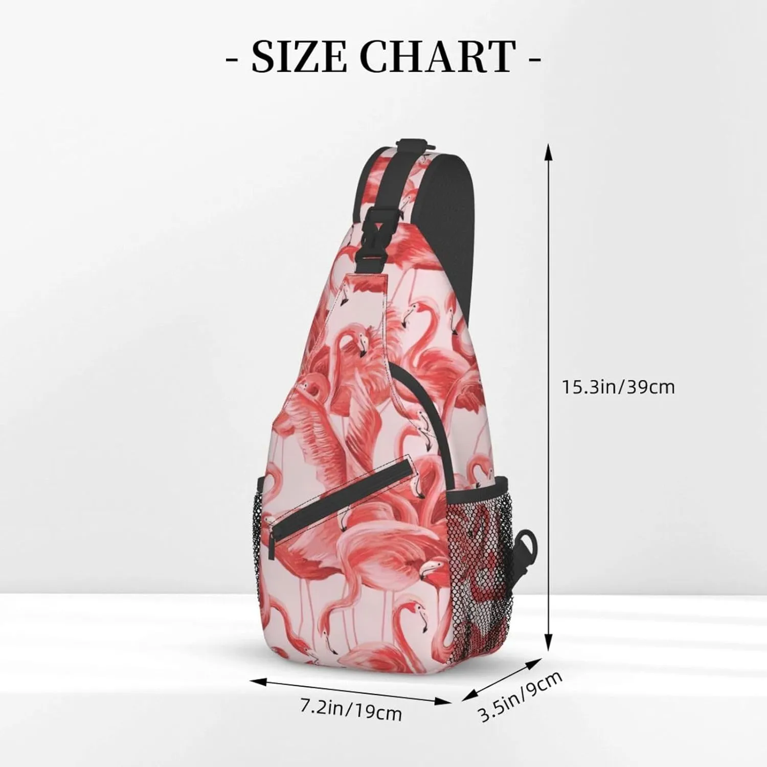 Flamingo Bird Round Leaves Unisex Crossbody Backpack Travel Hiking Casual Chest Bags Lightweight Fashion