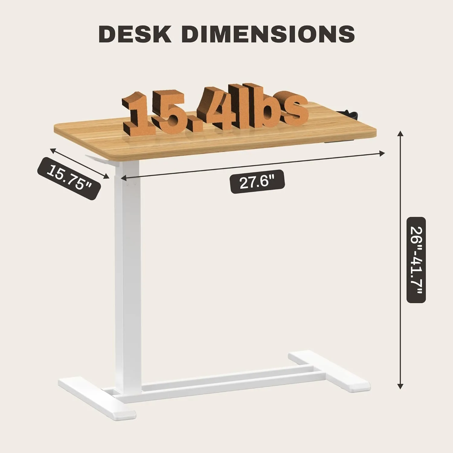 FLEXISPOT Mobile Standing Desk with Wheels Pneumatic Laptop Desk Rolling Computer Cart Movable Height Adjustable Small Sit Stand Desk Computer Workstations Home Use(31.5" W x 17.7" D, Maple)
