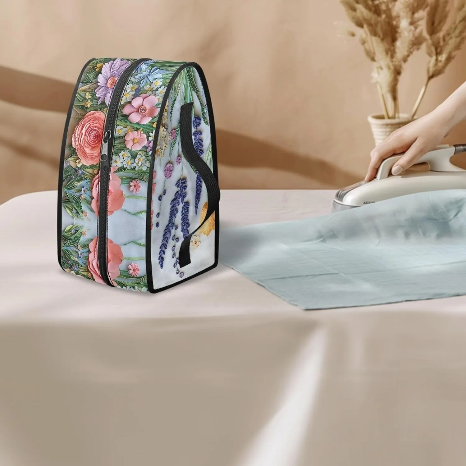 Floral Iron Storage Bag for Travel,Lightweight Iron Storage Case for Women Mother Aesthetic Iron Storage Box Protable Iron Storage Container for Adults Ladies