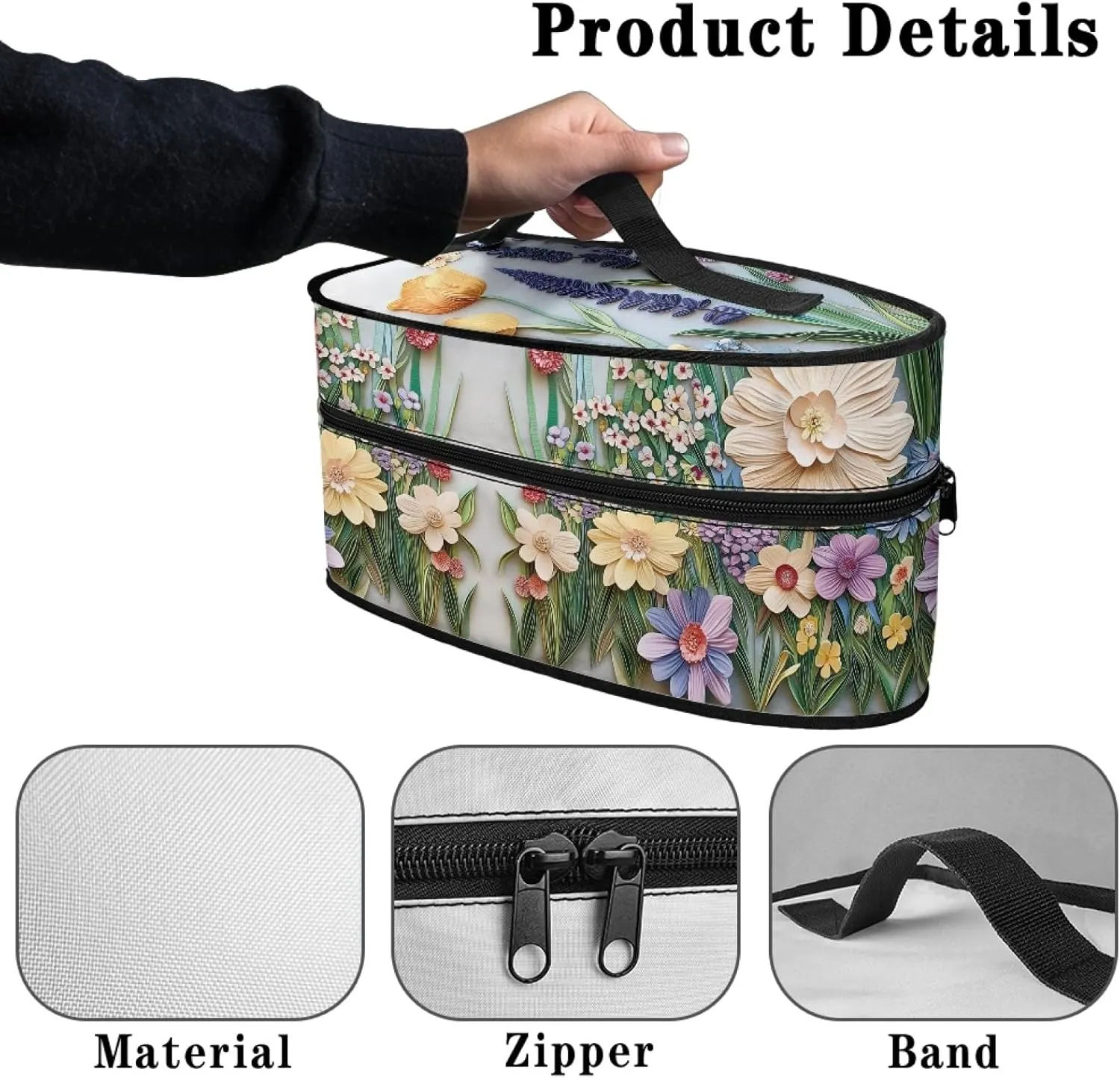 Floral Iron Storage Bag for Travel,Lightweight Iron Storage Case for Women Mother Aesthetic Iron Storage Box Protable Iron Storage Container for Adults Ladies