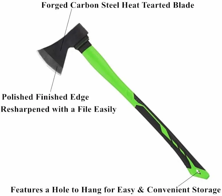 FLZOSPER Chopping Axe,36” Camping Hatchet，Forged Steel Wood Splitting Tool with Strong Fiberglass Handle and Anti-Slip Grip with Anti-Slip Grip-Even Free Head Cover