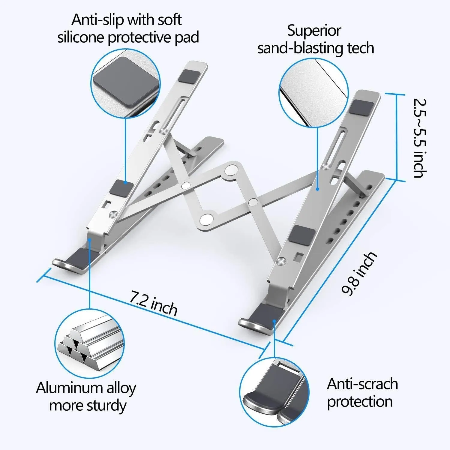 Foldable Laptop Stand Portable for Business Travel Campus 6 height heat dissipation