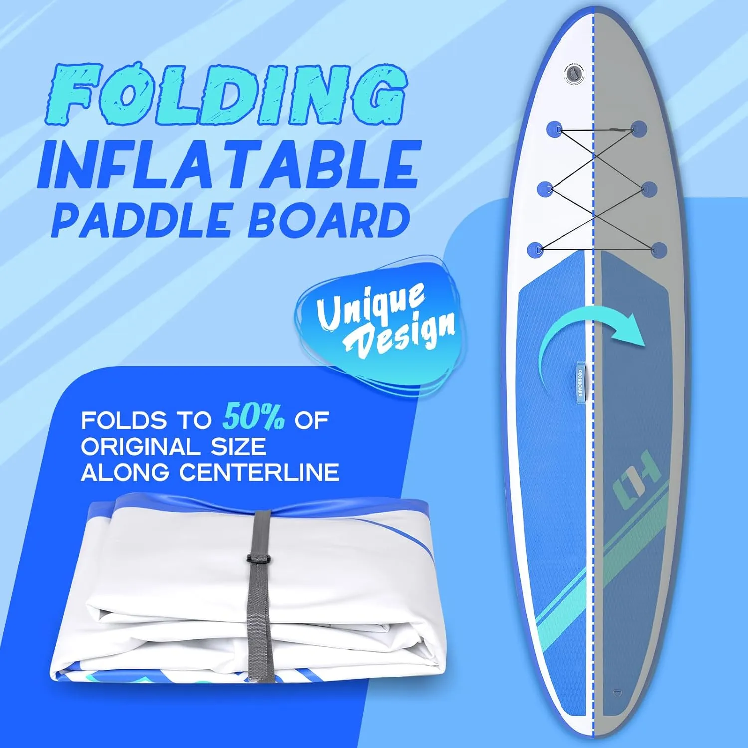 Foldable Paddle Board Kid Inflatable Stand Up Paddle Boards with Ultra-Light SUP Accessories Valve Adaptor/2 fins/SUP Backpack/Leash