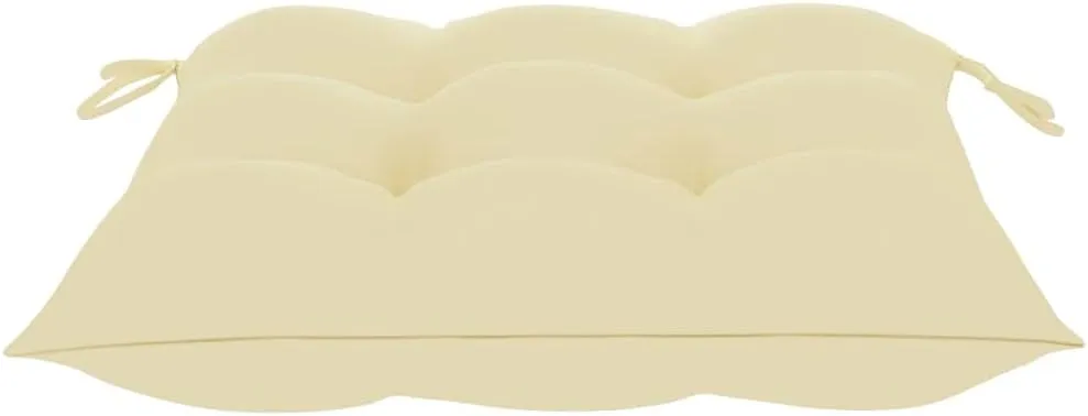 Foldable Patio Chairs Set of 2 with Cream White Cushions Solid Teak Wood for Outdoor Indoor Use