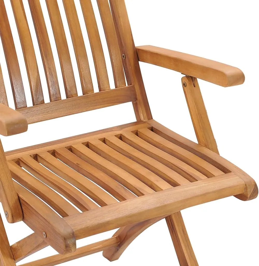 Foldable Patio Chairs Set of 2 with Cream White Cushions Solid Teak Wood for Outdoor Indoor Use