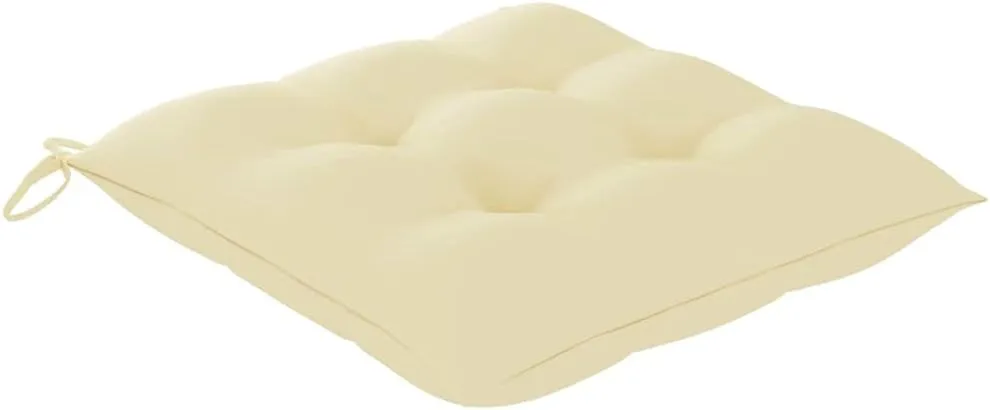 Foldable Patio Chairs Set of 2 with Cream White Cushions Solid Teak Wood for Outdoor Indoor Use