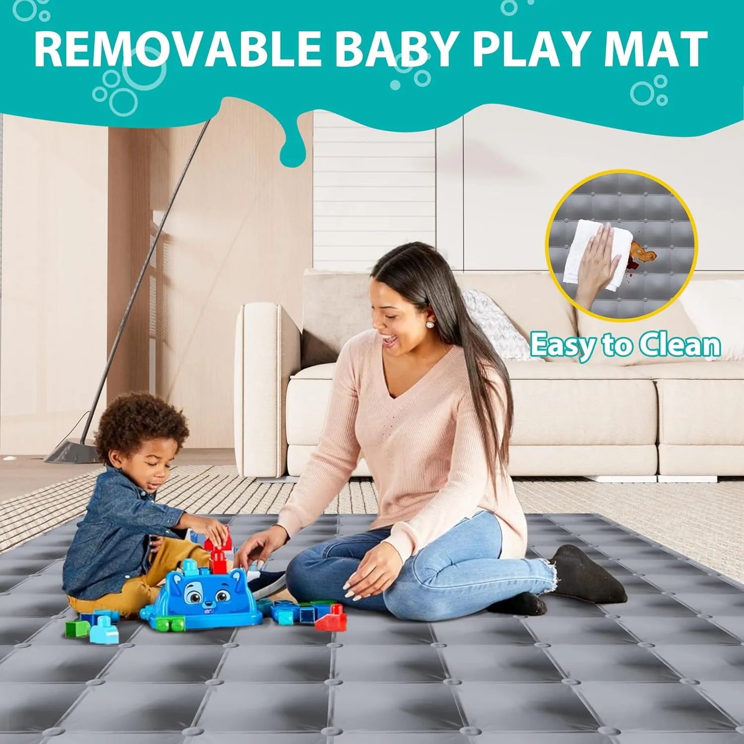 Foldable Playpen for Babies and Toddlers, 50x50 Inches Portable Playpen, Kids Collapsible Play Pen with 2 Handlers, Indoor & Outdoor Baby Fence Play Area with Visible Mesh, Light Green