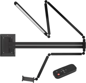 Foldable Tattoo Wall lamp, Tattoo Wall lamp, Adjustable arms, USB Charging Port, Remote Control and Multi-Function Device Stand, Suitable for Workplace Tattoo Live Broadcast Stand