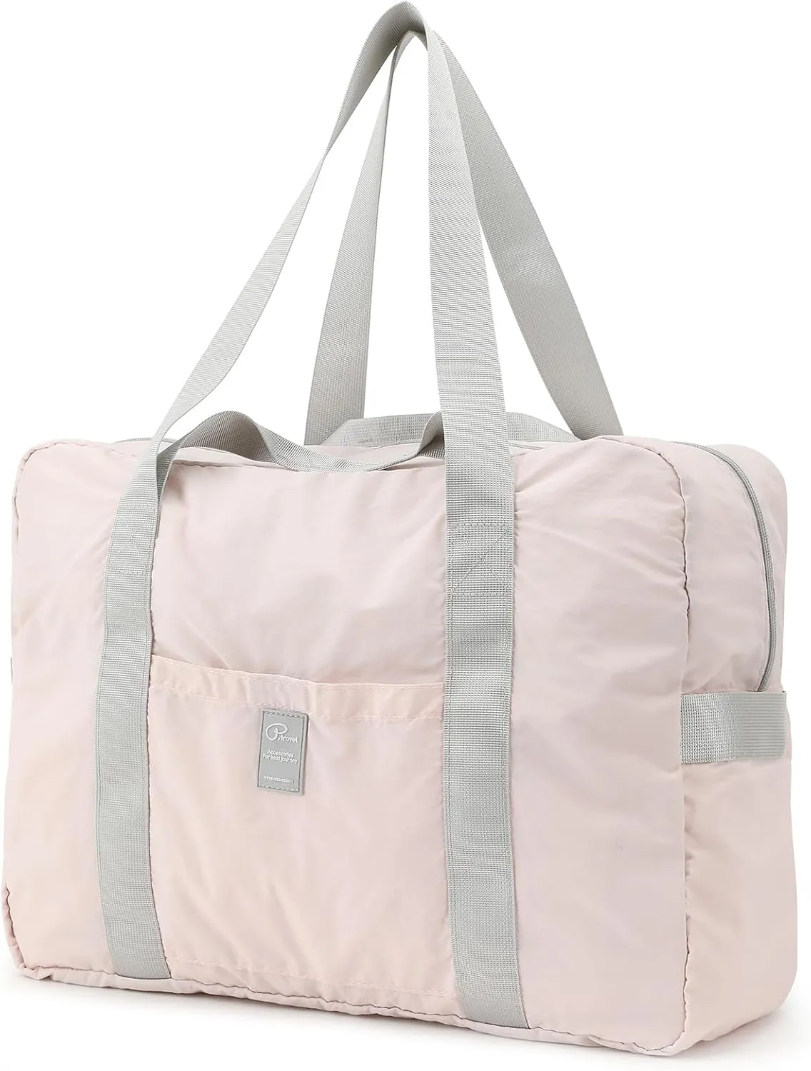 Foldable Travel Duffel Bag, 28L Weekender Overnight Carry on Luggage Bag, Lightweight Gym Tote Bag, Sports Bag, Hospital Bag for Women and Men, Light Pink