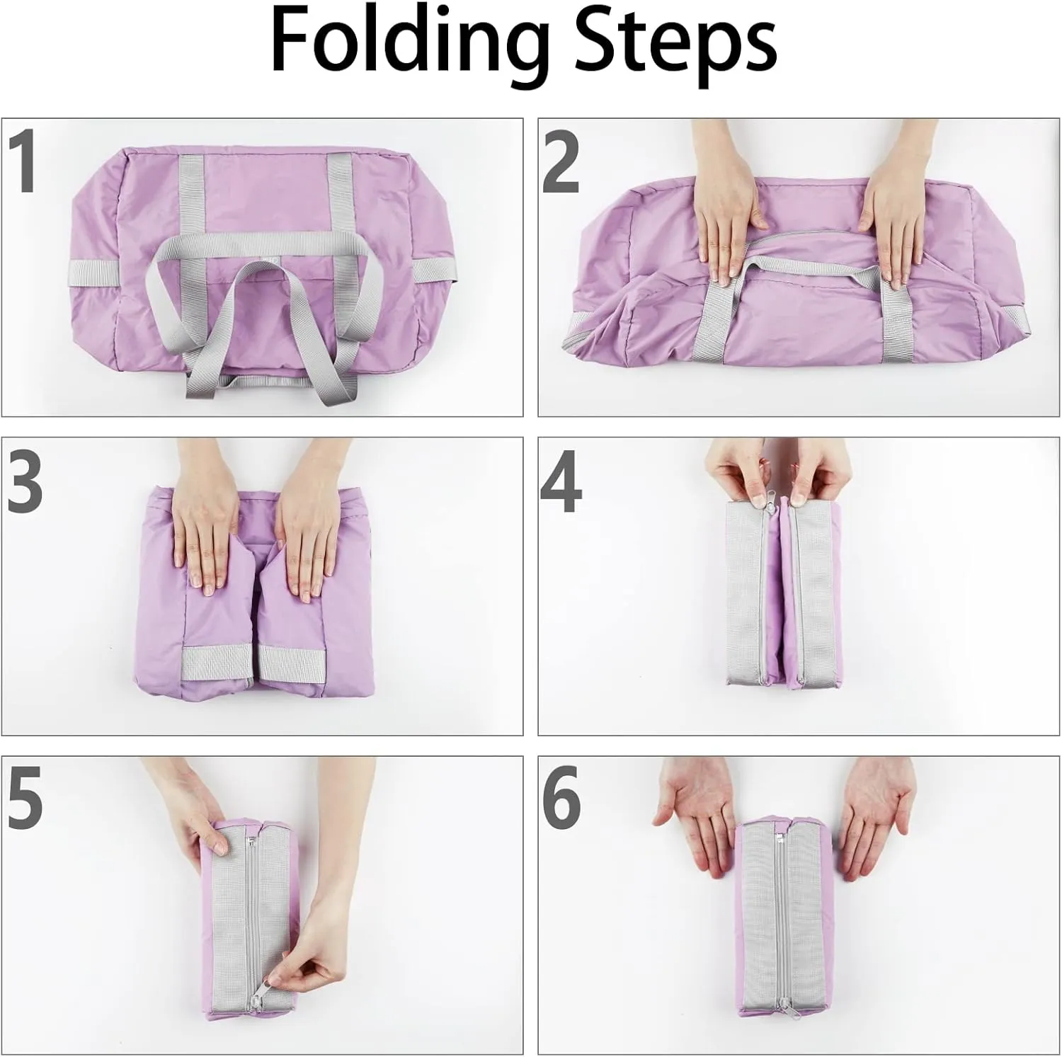Foldable Travel Duffel Bag, 28L Weekender Overnight Carry on Luggage Bag, Lightweight Gym Tote Bag, Sports Bag, Hospital Bag for Women and Men, Light Purple